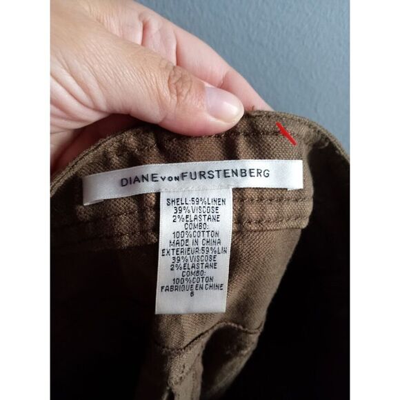 Diane Von Furstenberg Olive Green Linen Cotton Utility Style Pencil Skirt sz 6 - Picture 5 of 6